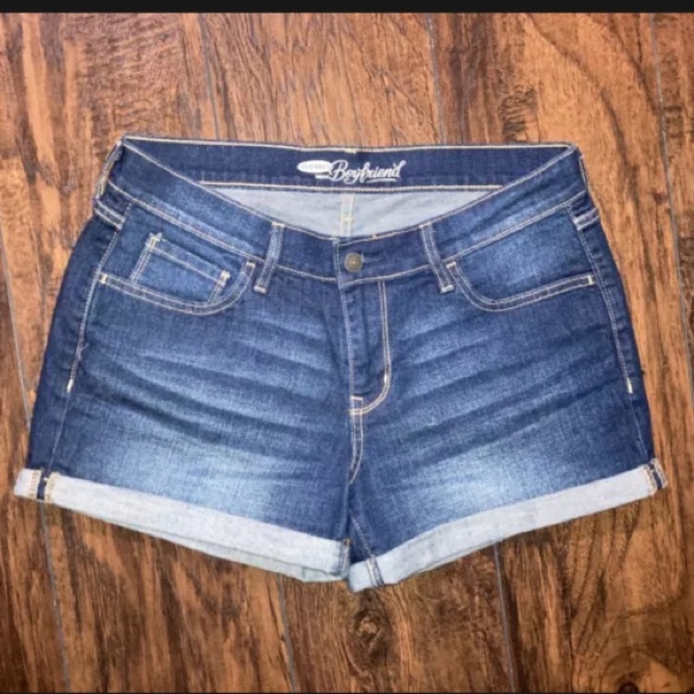 Old Navy Boyfriend Blue Jean Shorts Size 8 Cuffed